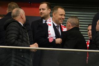 Karol Nawrocki na meczu Polska - Holandia