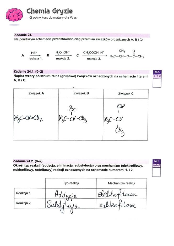 Matura 2024 chemia rozszerzona - arkusze CKE i sugerowane odpowiedzi - formuła 2023