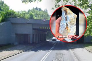 Odłamek z wiaduktu spadł na samochód