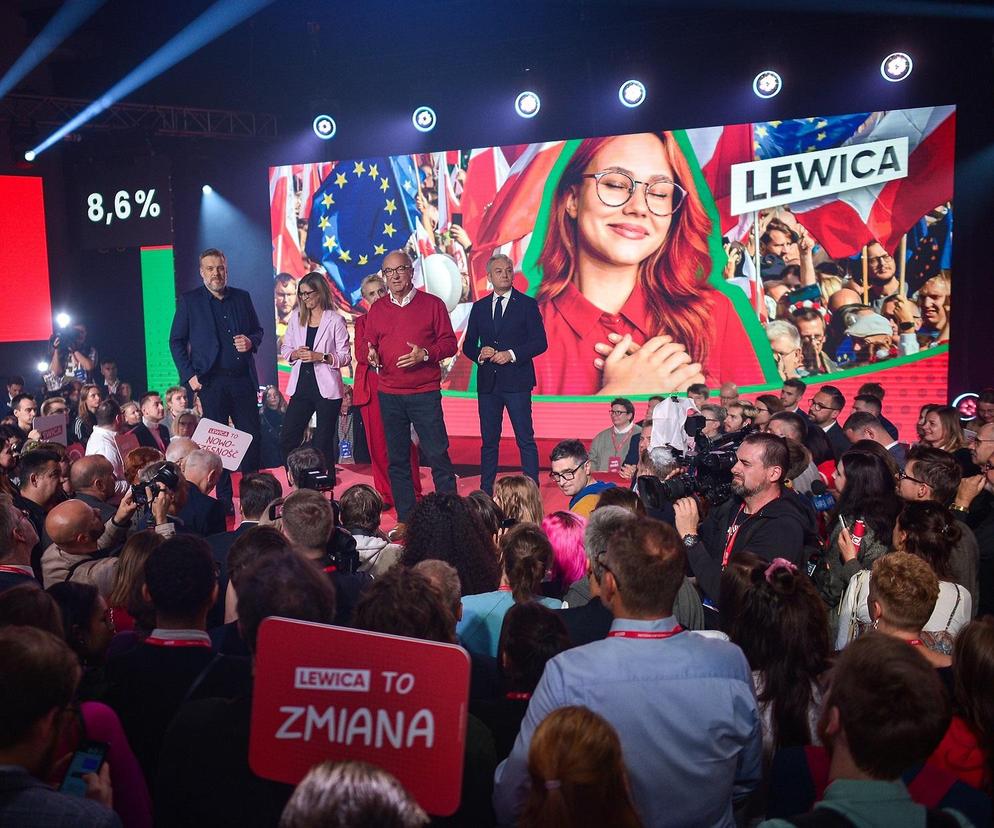 Wieczór w sztabie wyborczym Lewicy w Warszawie