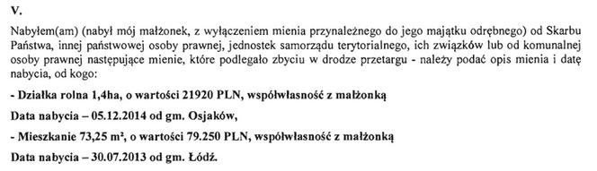 16 Oświadczenie majątkowe wiceprezydenta Wojciecha Rosickiego