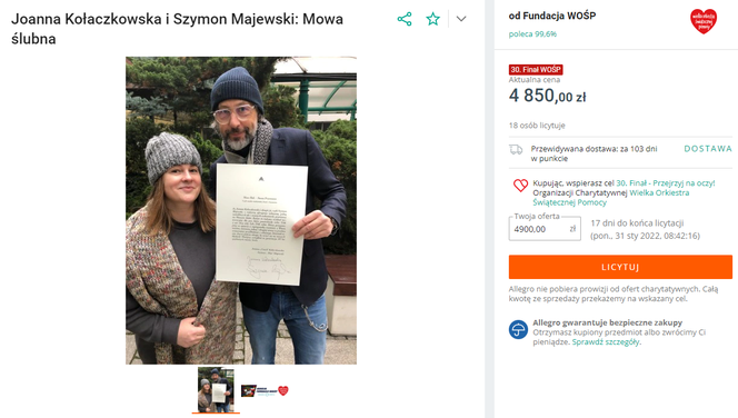 Joanna Kołaczkowska i Szymon Majewski: Mowa ślubna