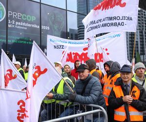 Protest Solidarności w Katowicach przed MCK. Chodzi o konferencję klimatyczną PRECOP