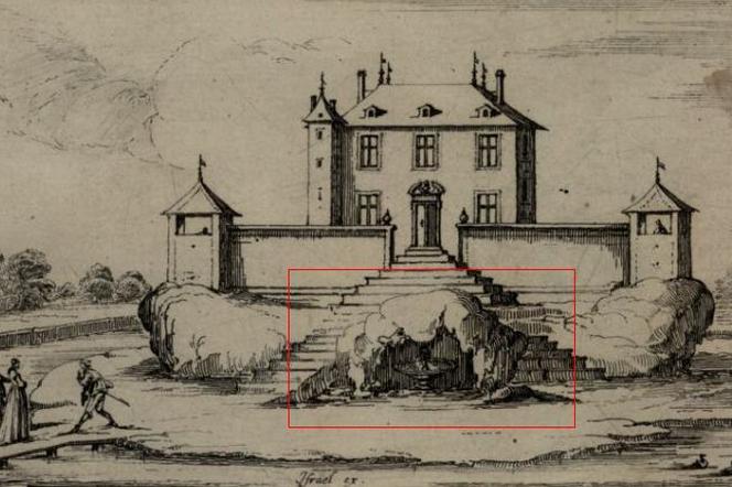 Israël Silvestre, mały pałac z grotą i fontanną, 2 poł. XVII wieku. Fot. Polona