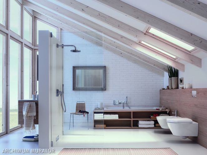 Łazienka na poddaszu. Kiedy pod skosem można umieścić wannę, bidet, miskę sedesową?