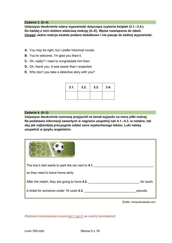 Egzamin ósmoklasisty język angielski 2025: ODPOWIEDZI i ARKUSZE CKE [15.05.2025]