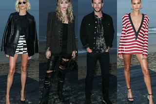 Miley Cyrus, Liam Hemsworth, Hailey Bieber, Anja Rubik na pokazie Saint Laurent