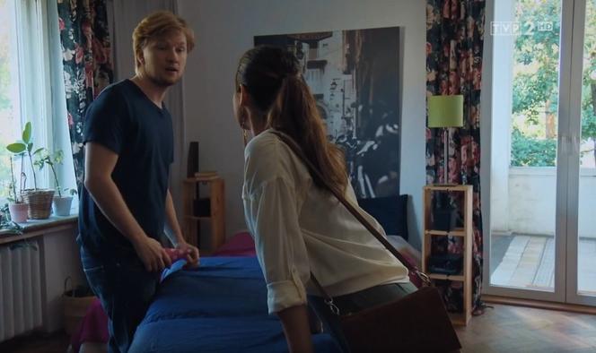 M jak miłość odc. 1557. Łukasz (Jakub Józefowicz), Kasia Stawska (Paulina Lasota)