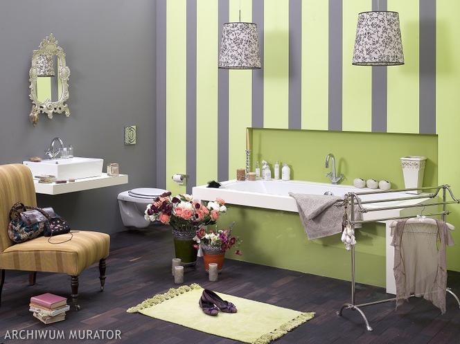 Szaro-zielone ściany w łazience