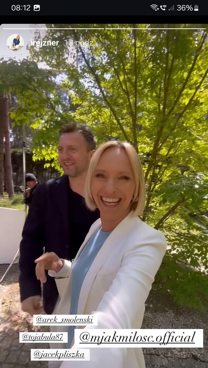 M jak miłość nowy sezon. Dorota (Iwona Rejzner), Bartek (Arkadiusz Smoleński) na planie