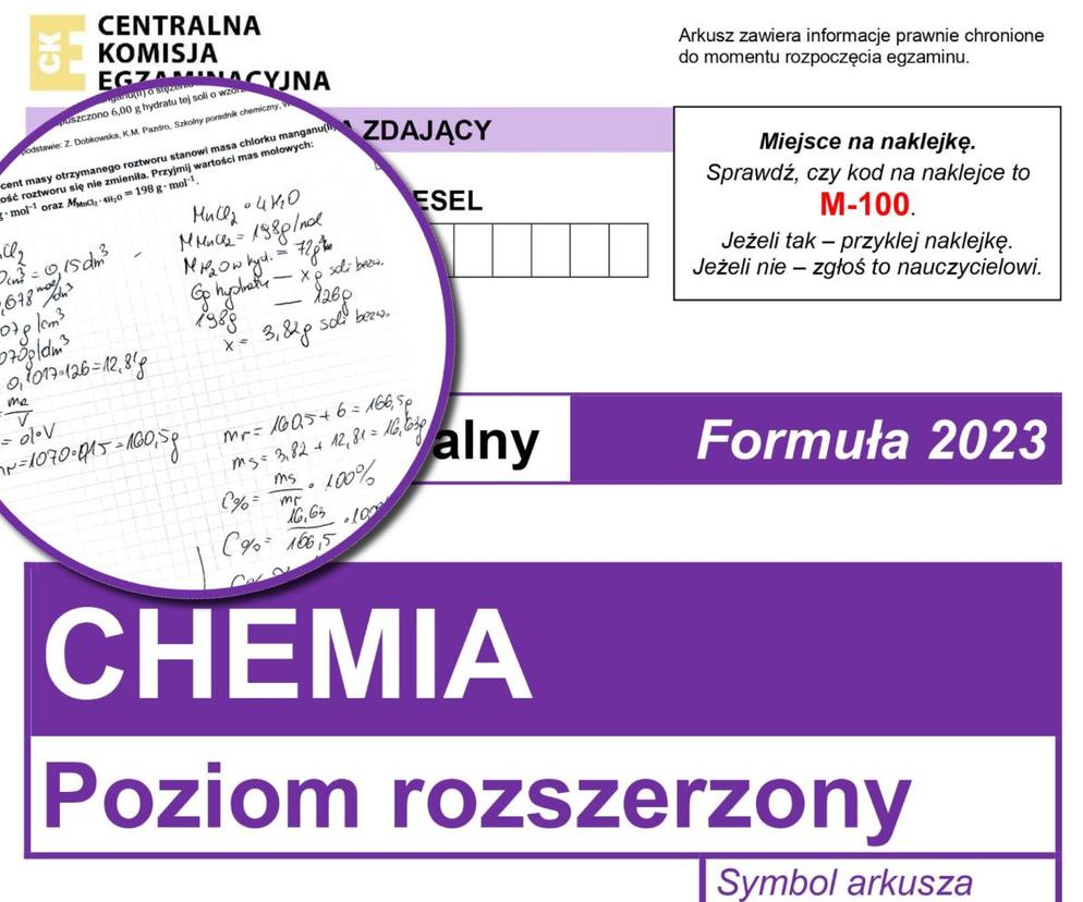 Matura 2024 chemia rozszerzona - arkusze CKE i sugerowane odpowiedzi - formuła 2023