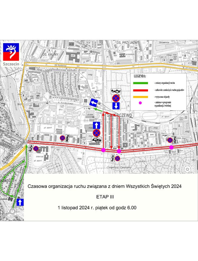 Zmiana organizacji ruchu na Wszystkich Świętych w Szczecinie