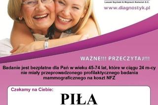 PIŁA: Bezpłatne badanie mammograficzne na Dzień Kobiet