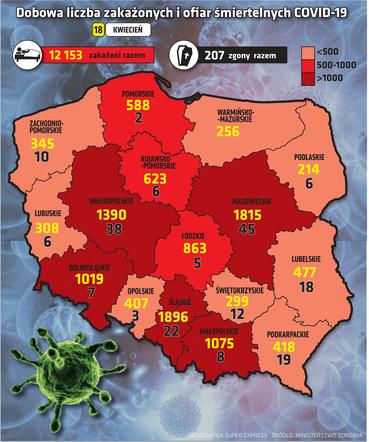 koronawirus w Polsce województwa 18 4 2021