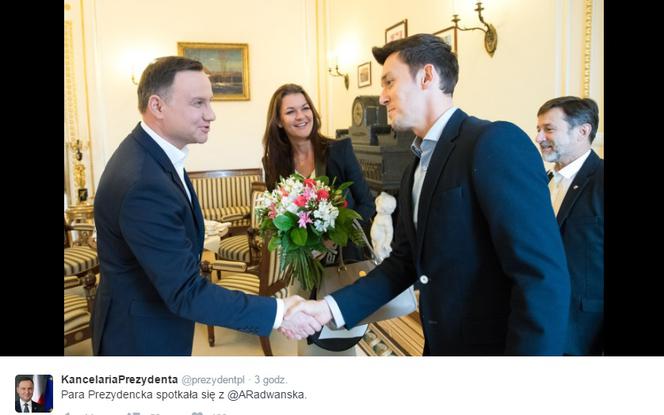 Prezydent Duda spotkał się z Agnieszką Radwańską ZDJĘCIA