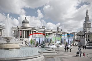 Pawilon informacyjny z okazji letnich igrzysk olimpijskich stanie na londyńskim Trafalgar Square w 2012