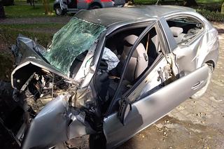 Seat pędził alejką i roztrzaskał się na kamieniu. Kierowca zginął na miejscu