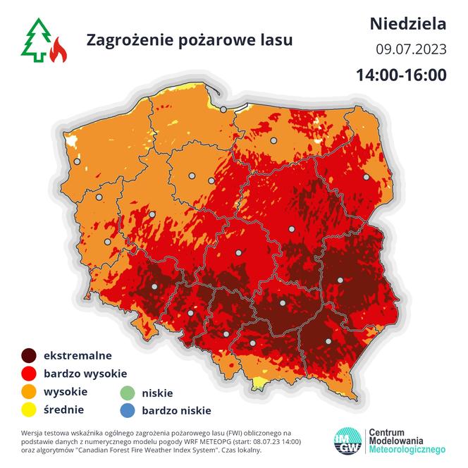 Zagrożenie pożarowe w polskich lasach 