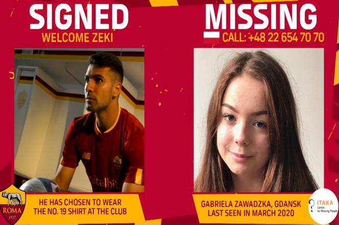 Zaginęła Gabriela Zawadzka z Gdańska. W poszukiwaniach pomaga klub piłkarski AS Roma