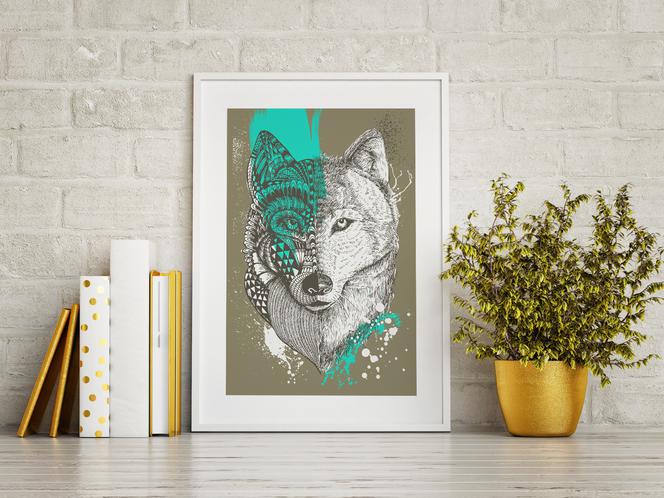BOHO: Obraz z wilkiem