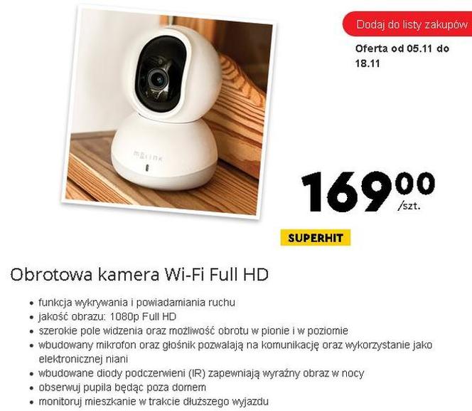 Obrotowa kamera Wi-Fi MELINK - cena: 169 zł.