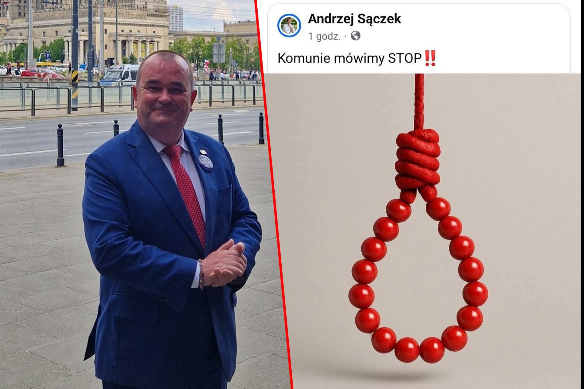 Pętla z czerwonych korali radnego PiS. Nawiązanie do komuny
