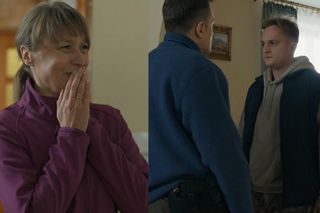 Barwy szczęścia, odcinek 3185. Krystyna Szymańska (Agata Pruchniewska), Majak (Łukasz Borkowski), Leszek (Maciej Czerklański)