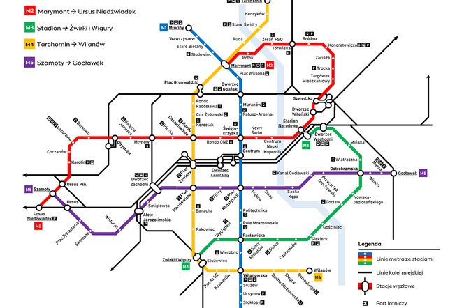 Plan Warszawy na 5 linii metra do 2050 roku