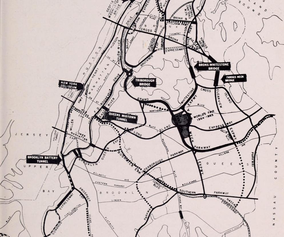 Mapa wydziału ratusza Nowego Jorku, odpowiadającego za parki, z 1964 roku