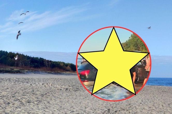 Samochód zakopał się na plaży niedaleko Mielna. Woda zaczęła podtapiać auto