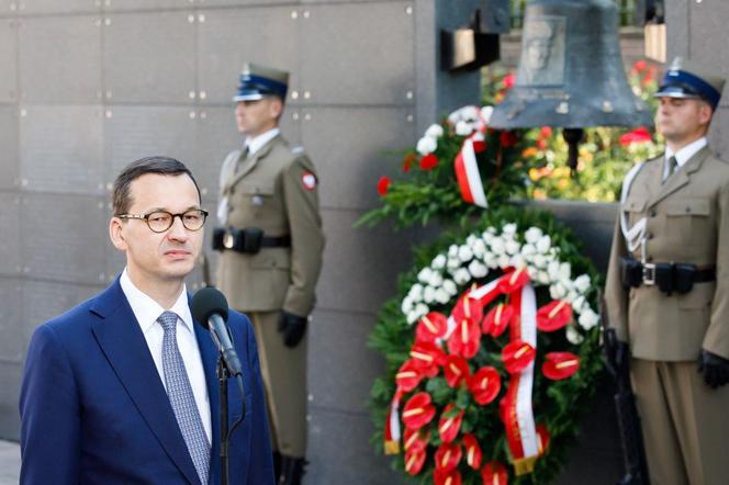 Premier Mateusz Morawiecki w czasie obchodów Powstania Warszawskiego