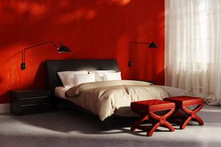 Aranżacja sypialni z czerwoną ścianą