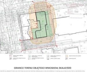 Mickiewicza 15 a w Łodzi - Granice terenu objętego wnioskiem