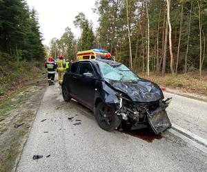 Na ulicy Zgodnej w Starachowicach, 18-latka uderzyła autem w przydrożny nasyp