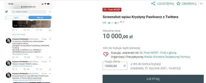 Pawłowicz wykorzystana do aukcji WOŚP! Chcą za to 10 tysięcy