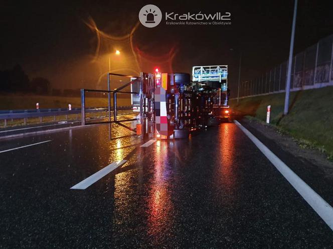 Pożar ciężarówki na autostradzie A4