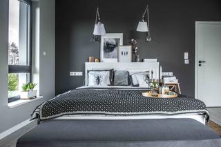 Aranżacja szarej sypialni w stylu skandynawskim