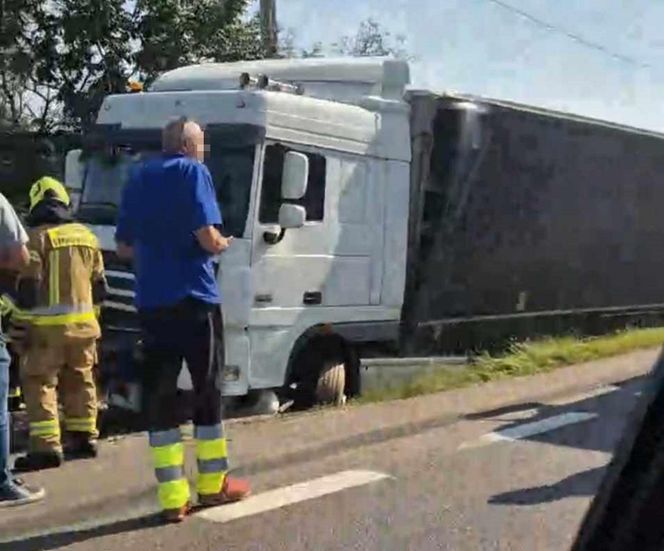  Kierowcę ciężarówki użądliła pszczoła, uderzył w przepust.