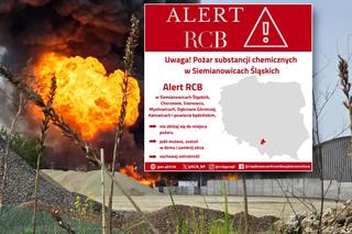 Pilny alert RCB: Zostań w domu i zamknij okna. Toksyczna chmura dymu po pożarze w Siemianowicach Śląskich 