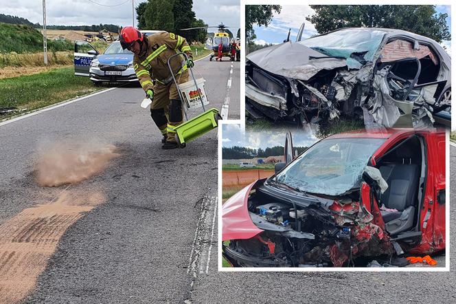 Makabryczny wypadek pod Ostrowią Mazowiecką! Cztery karetki i śmigłowiec zabrały ciężko rannych [ZDJĘCIA]