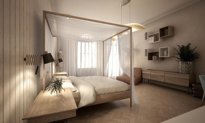 Projekt przytulnej sypialni - wizualizacje
