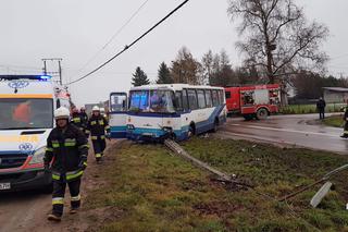 Tołcze. Autobus zderzył się z osobówką. Trzy osoby zabrane do szpitala