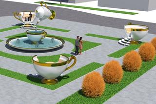 Rynek w Ćmielowie z wielkimi filiżankami! Zobacz jak będzie wyglądać