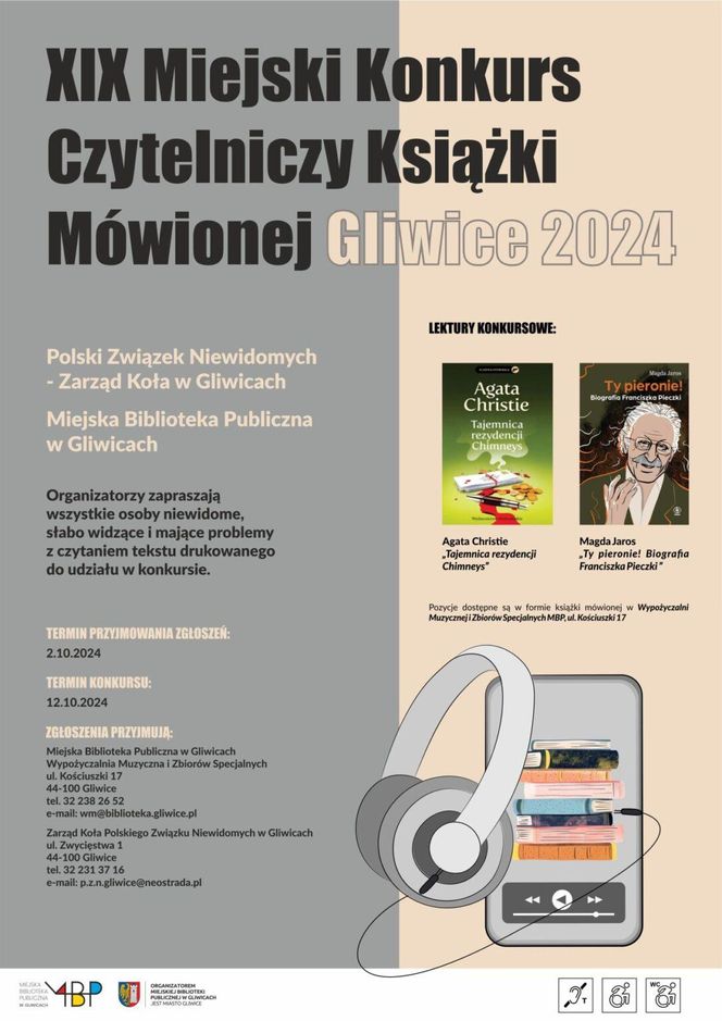 finał XIX Miejskiego Konkursu Czytelniczego Książki Mówionej w Gliwicach - sobota 12 października