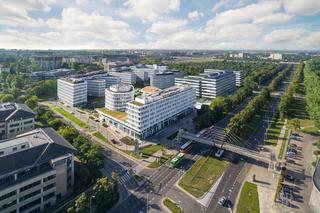 Zawisła wiecha na budynkach Busines Garden w Warszawie