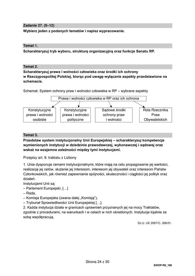 Matura WOS formuła 2015: arkusz CKE i odpowiedzi