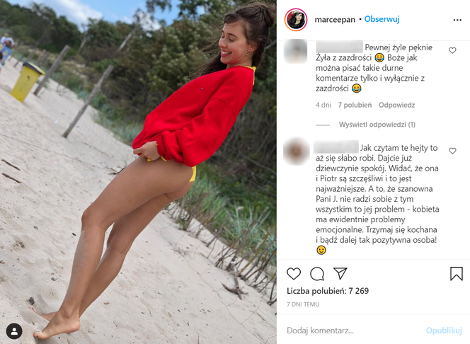 Justyna Żyła atakowana na profilu Marceliny Ziętek na Instagramie