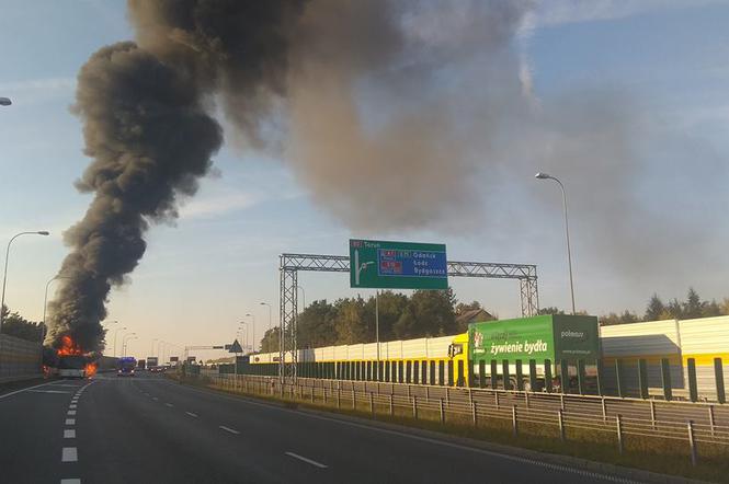 Płonie autobus MZK w Toruniu!