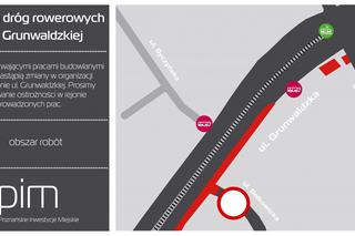 Przy Grunwaldzkiej powstaną nowe ścieżki rowerowe. Budowa od środy. Będą utrudnienia 