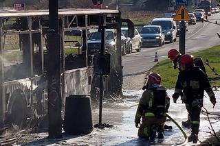 Autobus miejski spłonął doszczętnie na środku ulicy! Szok w Łodzi [ZDJĘCIA]